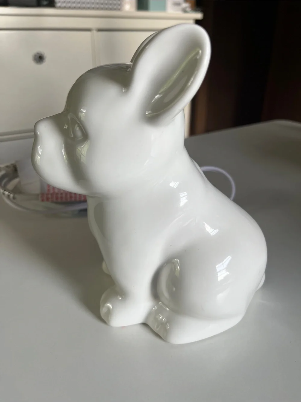 Target White Ceramic French Bulldog nightlight